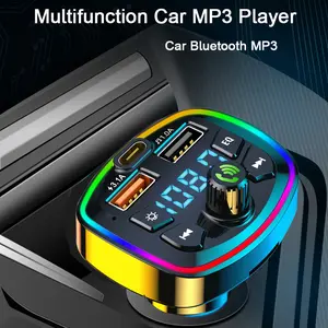 bluetooth charger Car Bluetooth 5.0 FM Transmitter Wireless Adapter Mic Audio Receiver Auto MP3 Player 2.1A Dual USB Fast Charger Car Accessories