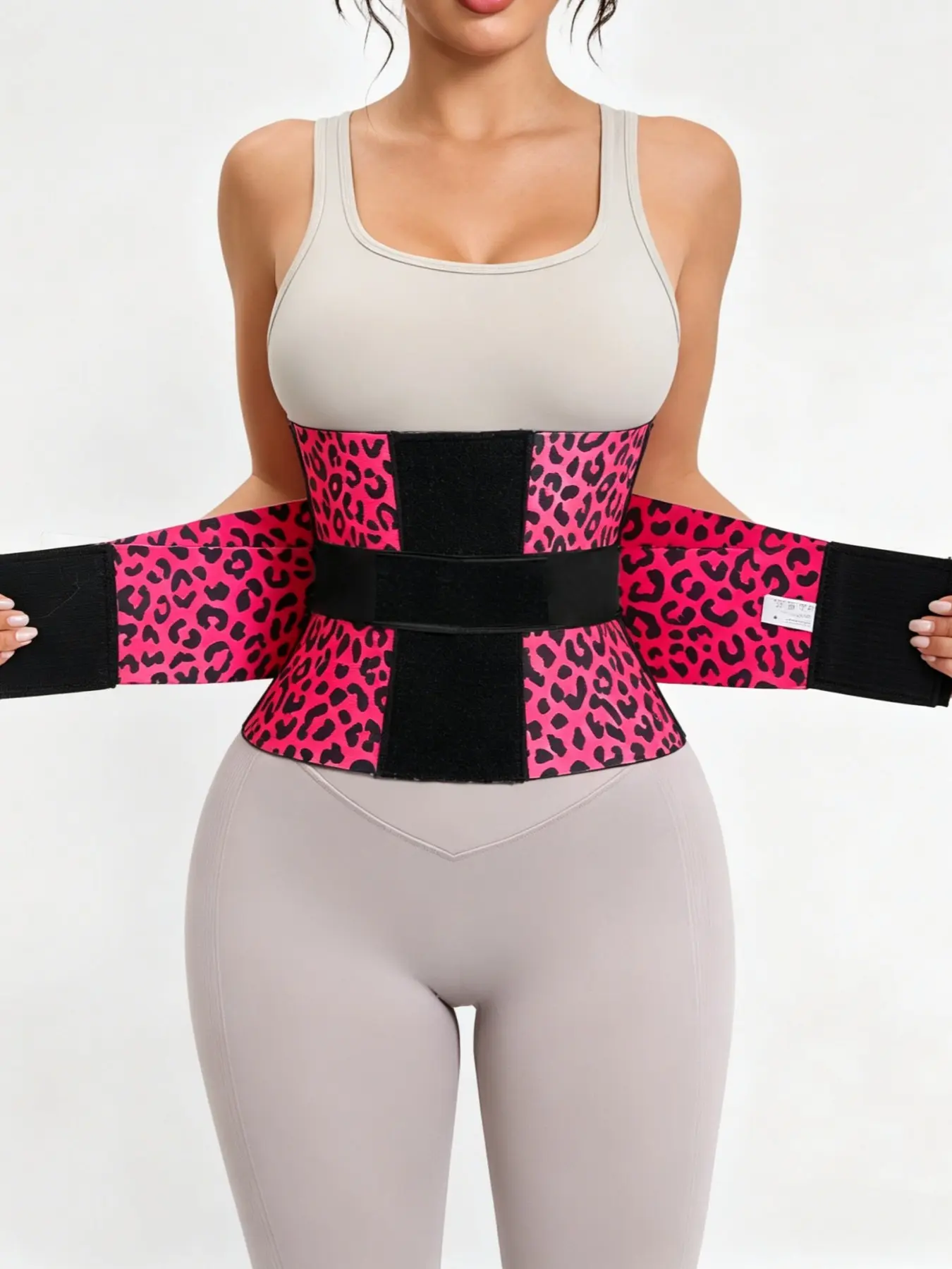 1 Count Women's Leopard Print Anti Roll Waist Cincher, Sporty Waist Slimmer, Triple Wrap Compression Shapewear Belts, Fajas, Adjustable Fit Triple Layer Waist Trainer, Curves Compression Girdle, Ideal For Sports, Corset Waist Shaping