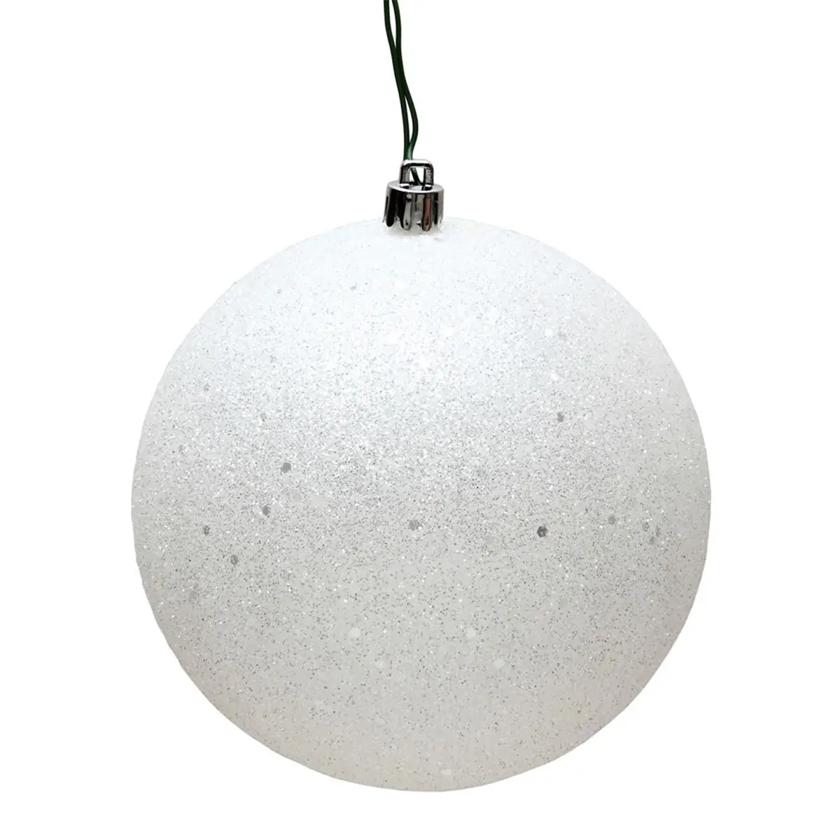 212 MAIN 4 in. Plastic Sparkly Dots White Sequin Christmas Ornament Ball Decoration - 6 per Bag (6-Pack), Six-Pack