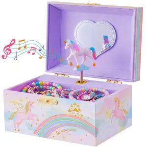 Giggle & Honey Musical Jewelry Box for Girls Kids Unicorn Toys for Girls 4-6 Unicorn Gifts 6 x 4.7 x 3.5 in with Magical Unicorn Design