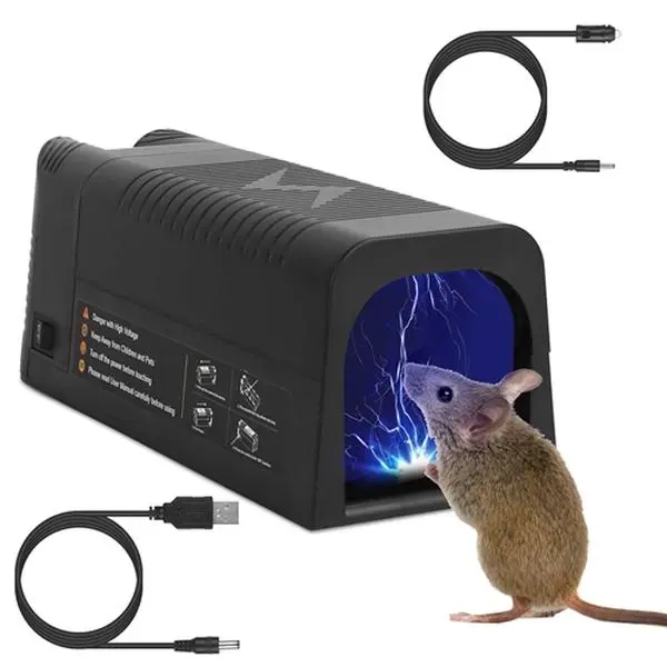1800V High Voltage Rodent Zapper - Chemical-Free Electric Rat Catcher, Humane Automatic Pest Control Device with ABS, USB Port, Reusable Rechargeable Portable Trap for Indoor Use, Kitchens (1800V Surge Instant Kill)