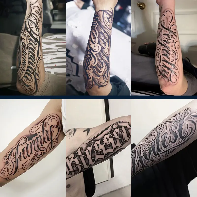6 herbal tattoo stickers, including English calligraphy styles, lasting 7–15 days, waterproof and abrasion-resistant, natural-looking effect, suitable for those who are sensitive to pain and don’t want tattoos.