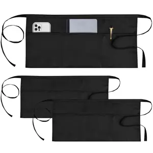 3 Pack Server Apron, Waitress Apron with 3 Pockets, Short Aprons for Women with Pockets for Servers, Waiter, Waitress, Basic, Minimalist, Lady