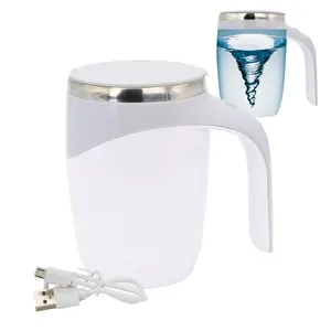 Daasigwaa Self Stirring Mug - Rechargeable Automatic Magnetic Electric Coffee Mug, Rotating Cute Mixing Cup Tasse, to Stir Office/Kitchen/Travel/Home-450 Ml/15.2 Oz(Rechargreable White)