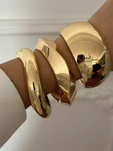 Women's Elegant Irregular Geometric Design Bangle Bracelet, Fashion Jewelry for Party, Daily Clothing Decor, Trendy All-match & Exquisite Jewelry for Birthday Gift, Stacked Design Bracelets