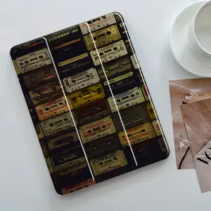 Vintage Cassette Tape Collage Aesthetic Tablet Case for Pencil Holder, Auto Wake/ Sleep Tablet Protective Cover with iPad 10th 11th 9th  Air 4th 8/ 7/ 6/ 5th for iPad Pro Generation Case Birthday Gifts for Women Men Teen Girl Gifts Trendy Stuff
