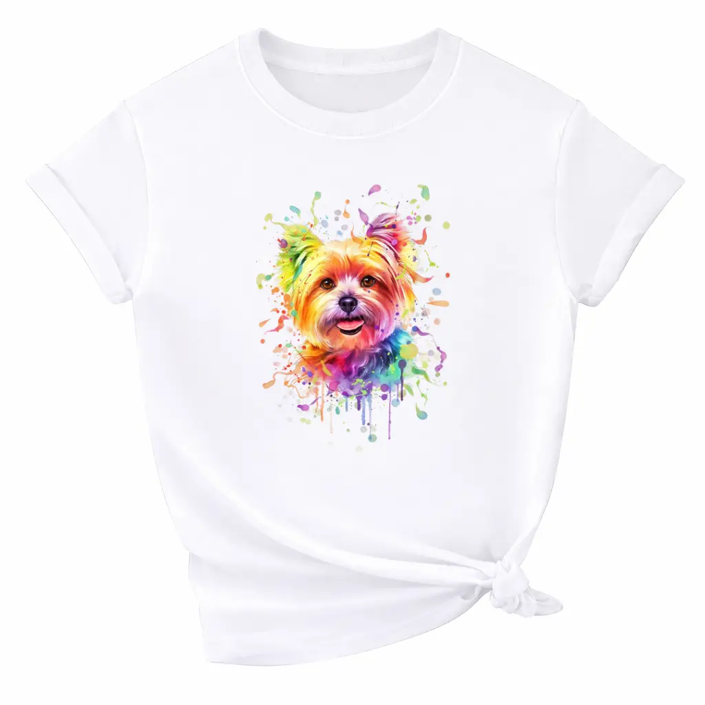 Colorful Splash Art Yorkshire Terrier Portrait Yorkie Lover T-Shirt
