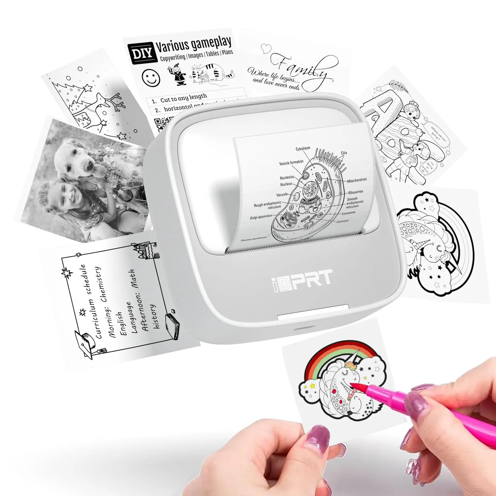 S1 Mini Printer with 1 Roll of Stickers – Portable Bluetooth Inkless Thermal Printer for Study Notes, Pictures, DIY, and Labels