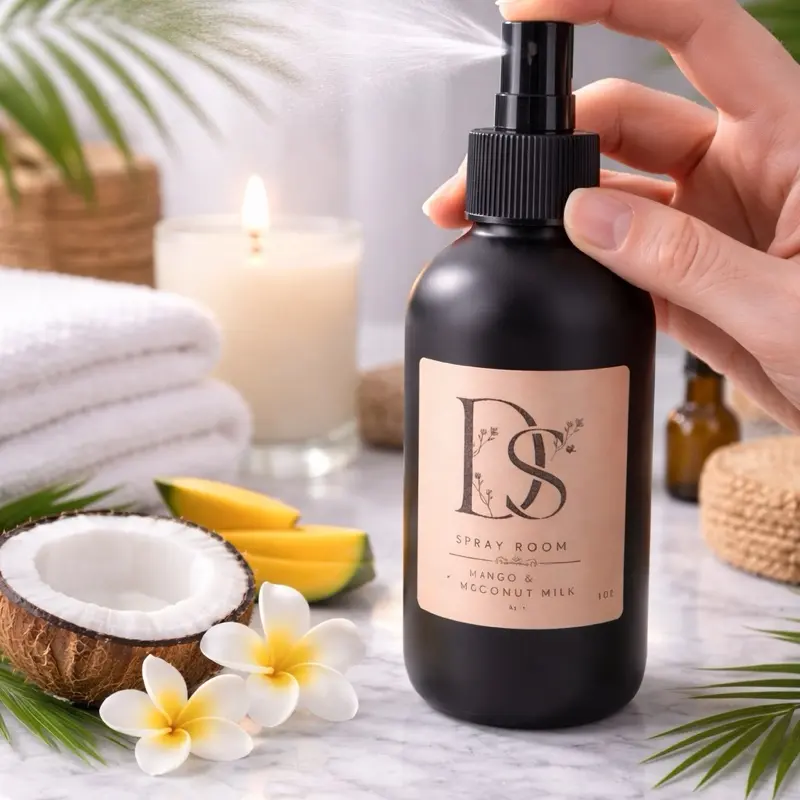 Handmade Tropical Mango & Coconut Milk Scented Water-Based Home Fragrance Room Spray Freshener - 4 fl oz (2 – 3.9 Fl Oz Range), 12-Month Long-Lasting Freshness, Single Bottle for Curtains, Car & Home Supplies