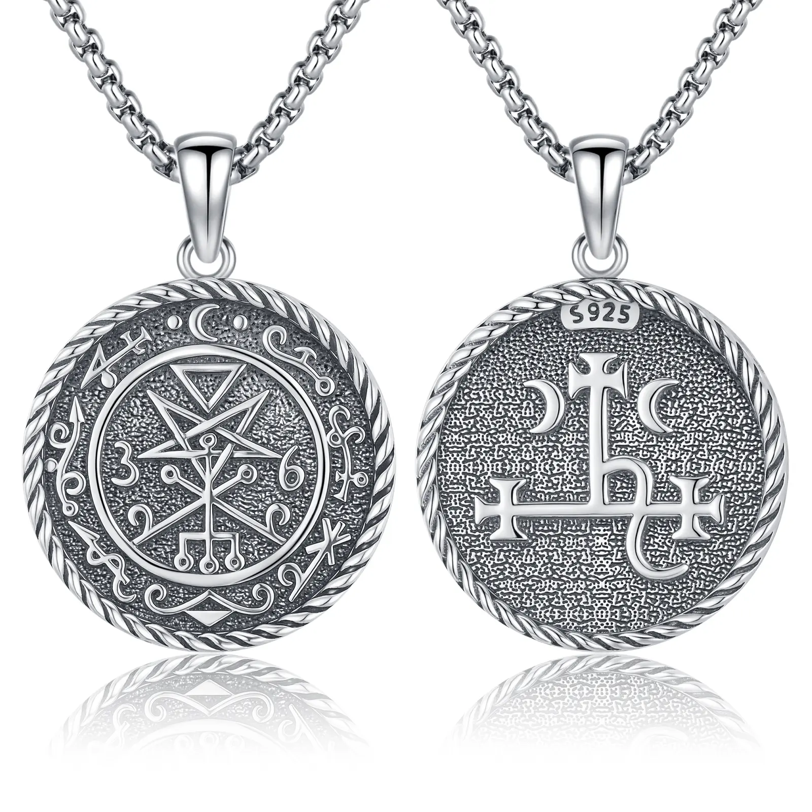 Sebina Goddess Lilith Necklace Mystical Occult Amulet Gothic Dark Style Edgy Fashion Silver Jewelry for Daily Ritual Wear Unisex