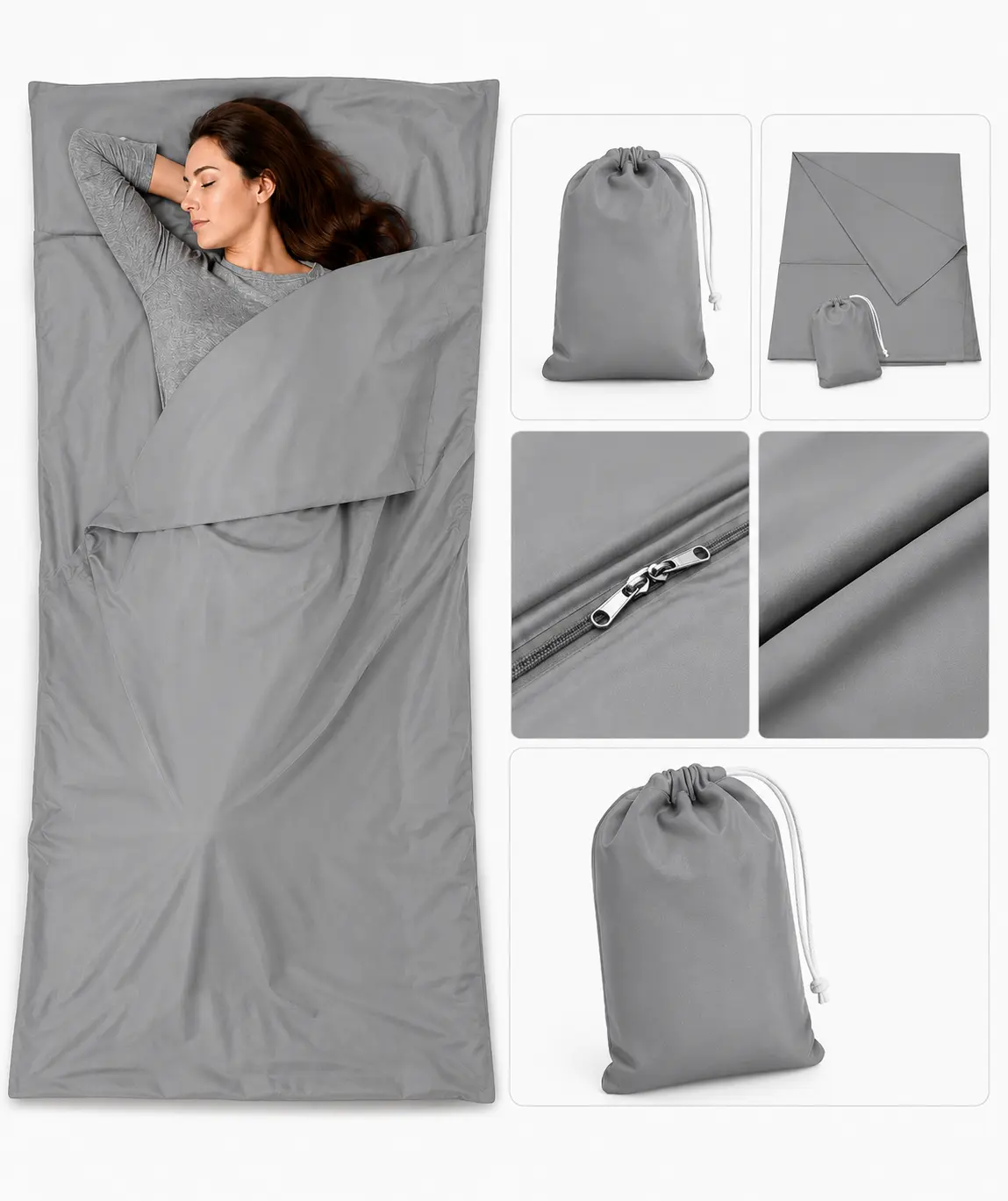 OYS GLOW Self Tan Sleep Sack, Designed for Overnight Self Tanning, Lightweight Cotton & Polyester Blend, Helps Protect Bedding & Sheets, Ideal for Spray Tan, Sunless Tanner, Mousse & Lotion, Gray