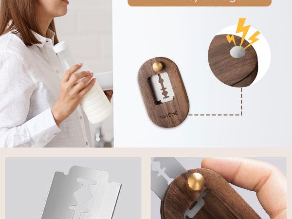 NiHome Bread Lame with Extractable Blade, Magnetic Back, Push-Pull Design, Easy-to-Use Walnut Wood Handle, Ideal for Dough Scoring, Bread, Pastries