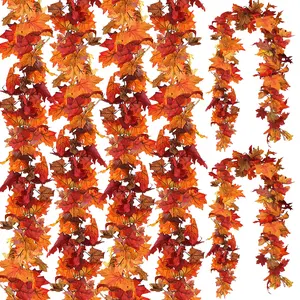 6 Pack Fall Leaf Garland Total 35Ft Artificial Maple Leaf Autumn Garland Fall Leaves Hanging Vines Fall Maple Leaves Thanksgiving Decor for Home Wedding Fireplace Party