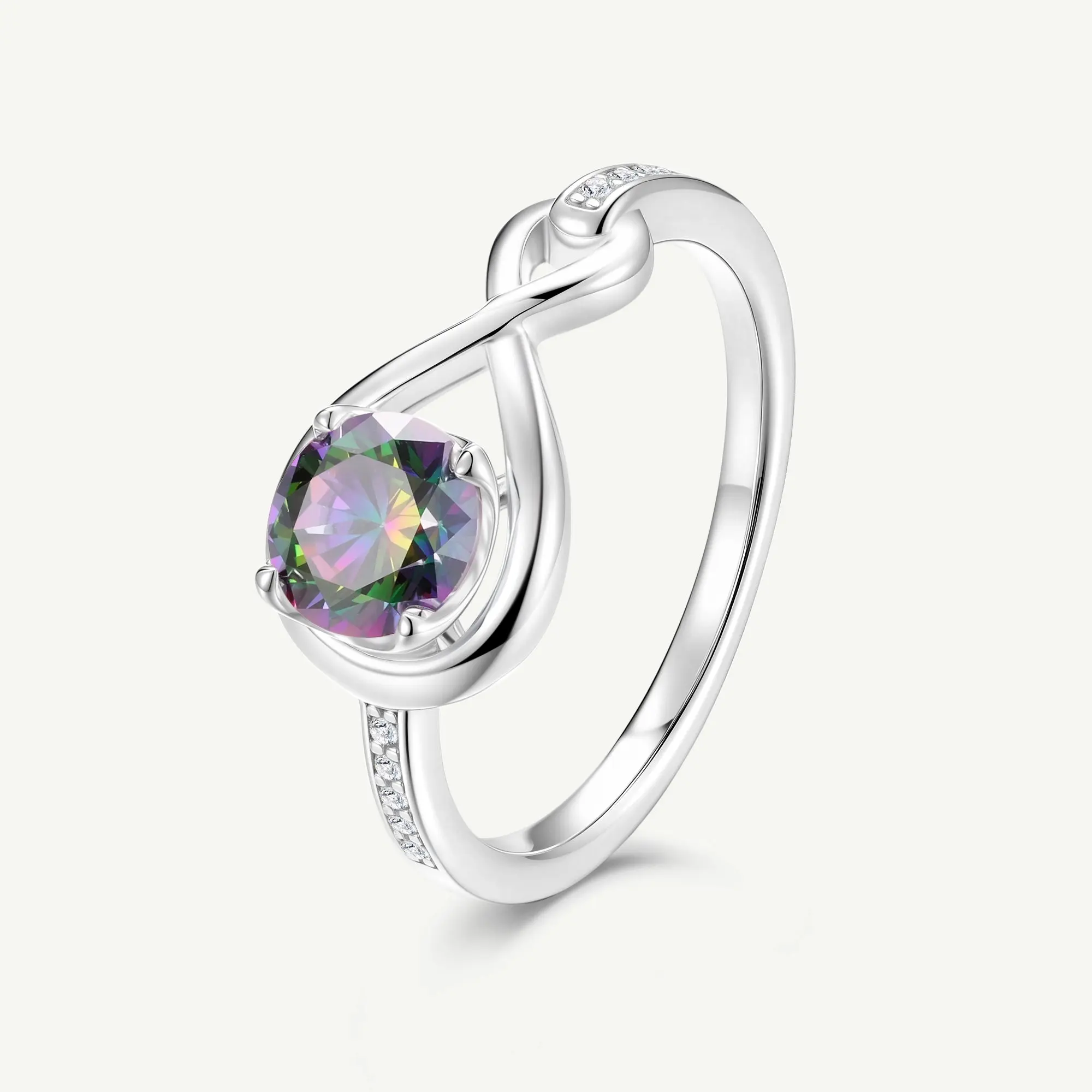 Elegant Infinite Embrace Alexandrite Promise Ring - Birthstone, Color-Changing, Center Stone, Sparkling Accents, Fashion Costume Jewelry Accessory for Promise Gifts, Birthstone Rings, Color-Changing Rings