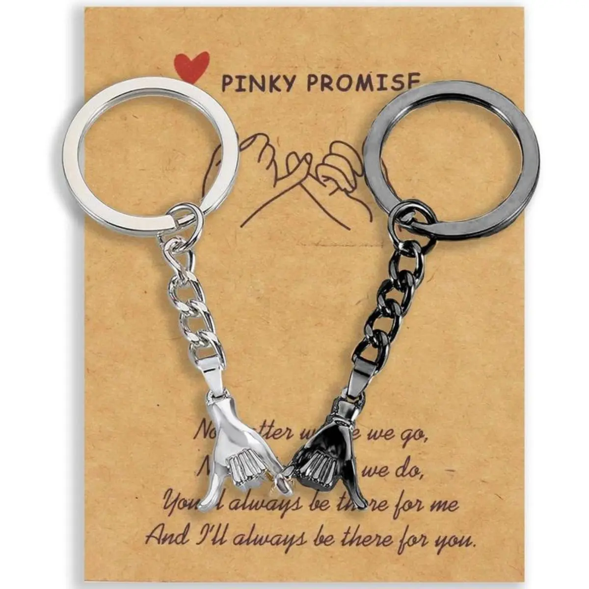 2pcs Pinky Promise Gift Matching Couple Gifts Valentines Day Gifts for Him Her Boyfriend Girlfriend Best Friend Matching Keychains for Couples Wife Husband Birthday Gifts