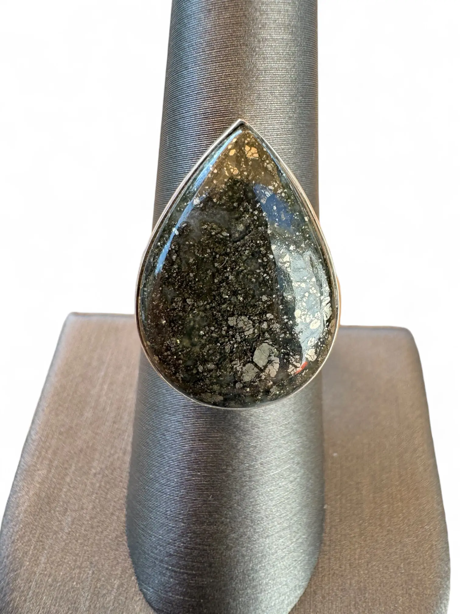 Pyrite in Agate Solid 925 Sterling Silver ring 7