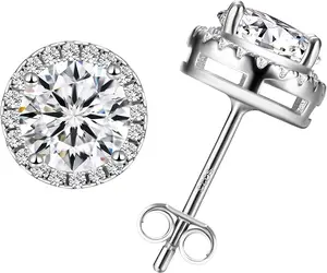 Dazzling 5mm Halo Stud Earrings Brilliant Round D Color VVS1 Synthetic Moissanite  Lab-Grown Luxury with 18K Gold Plating Hypoallergenic Comfort Earrings Studearrings