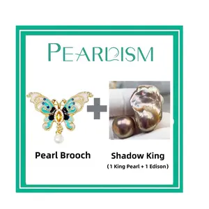【Adee】 Butterfly Brooch + Shadow King pearl (Min 1 king Pearl + 1 Edison) [Open in live]｜Freshwater Mix Color Baroque Pearl