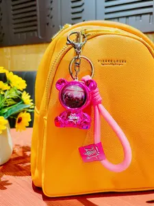 Cartoon Cool Starry Bear Keychain, Creative Couple Backpack Charm, Cute Key Ring Pendant, Small Gift, Holiday Present