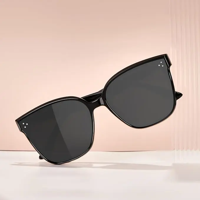 Trendy TAC Polarized Square Sunglasses for Women Men, Oversized Lightweight TR90 Frame UV400 Protection