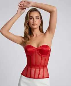 "MUSE" CORSET - Black Sheer Strapless Design with Adjustable Straps for Enhanced Support and Style