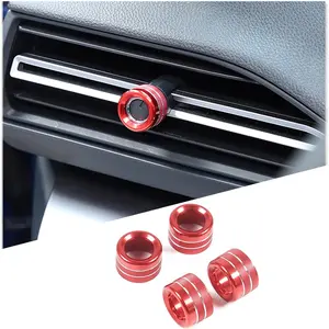 Center Console Knob Trim Ring Air Conditioning Vent Knob Cover Compatible with Subaru WRX 2022 2023 2024 Air Condition Knob Trim Aluminum Car Air Condition Vent Control Trim Ring 4PCS (Red)