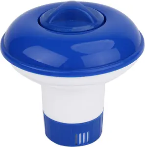 Premium Hot Tub Spa Pool Chlorine Floater Chlorinator Bromine Floater Chemical Floating Dispenser for Pools 1.5 Inch Tablet Holder Automatic Tablets Floaters Blue with White 4.92x4.92x5.2inch