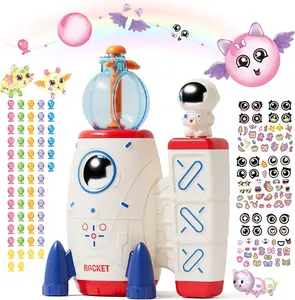 2026 Upgrade DIY Space Magic Balloon Craft Kit with Rocket Air Pump Sticker Decorated Balloons Toy for Kids Creative Activity Birthday Gifts for Girls Boys Ages 3+ Safe Durable Parent Approved