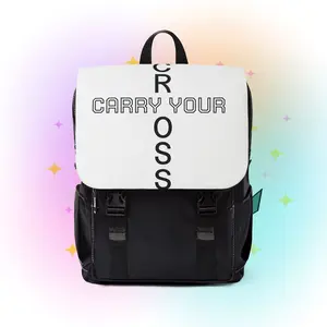 Backpack — “Carry Your Cross” Inspirational Canvas Flap Backpack