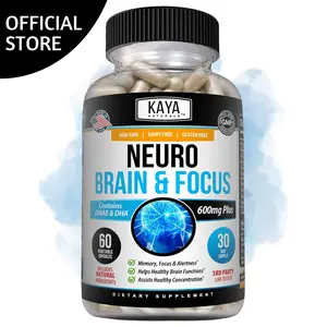 Kaya Naturals - Neuro Brain for Memory & Focus - Nootropic Energy Capsule - Nootropic Brain Support Supplement - Focus & Concentration & Learning Accuracy - Cognitive Function - 60 Count Fitness Healthcare Dietary Vitamin