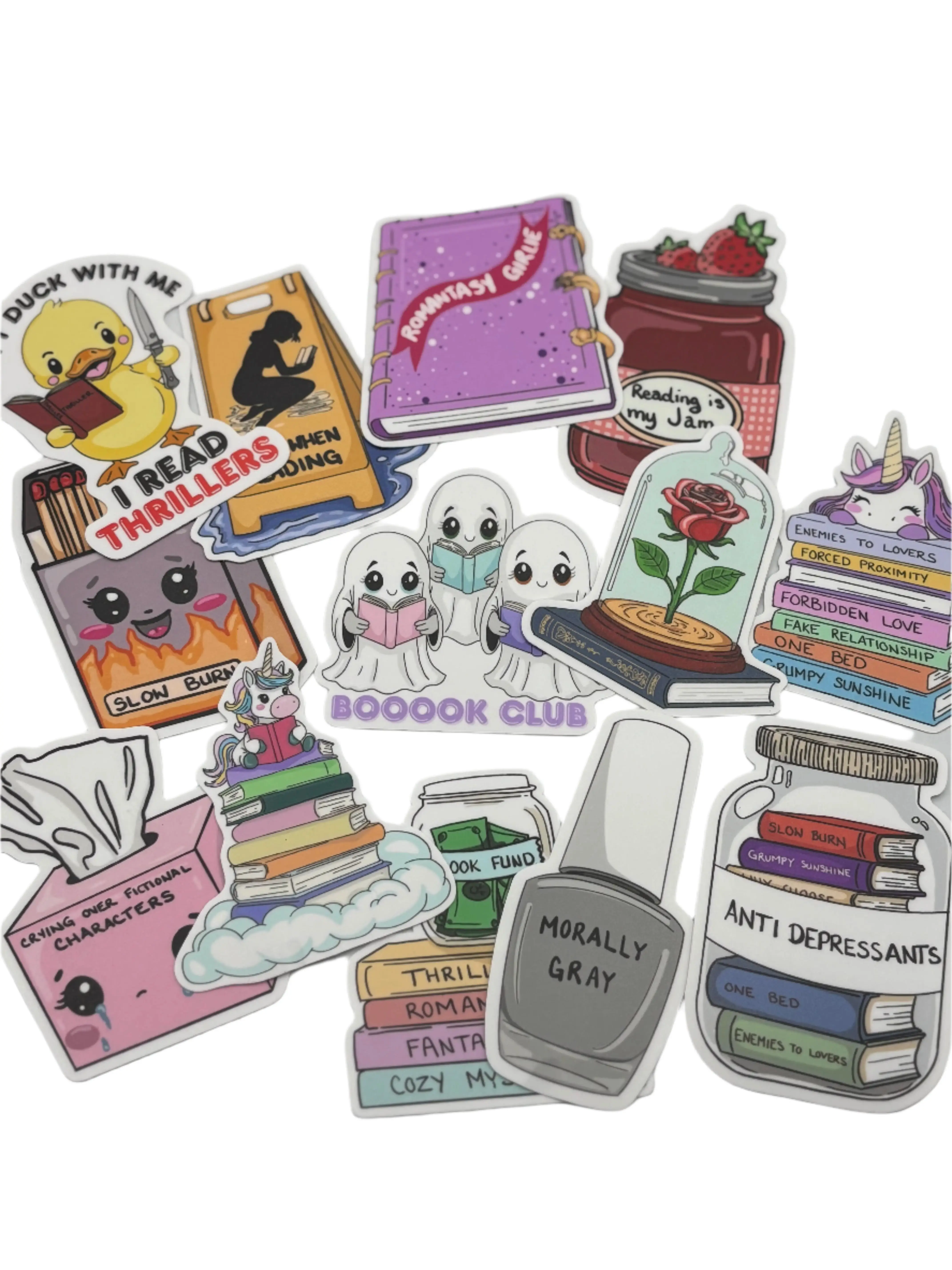 Bookish Vinyl Stickers – 3 Inch Waterproof Decals for Readers, Romantasy Fans, and Book Lovers