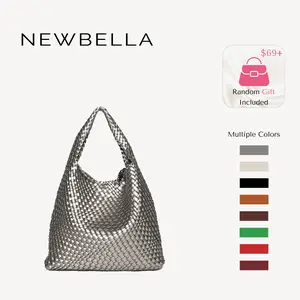 NEWBELLA Linda Hobo Woven Tote Bag Woven Vegan Leather Fashionable Handbag for Everyday Use Color dealsforyoudays,FallFreshness