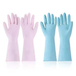 VEVOR Reusable Dishwashing Gloves,  2 Pairs Colorful Reusable Household Kitchen Cleaning Gloves for Washing Dishes and Cleaning Tasks, Flexible Long-lasting and Non-Slip, Medium, Pink + Purple