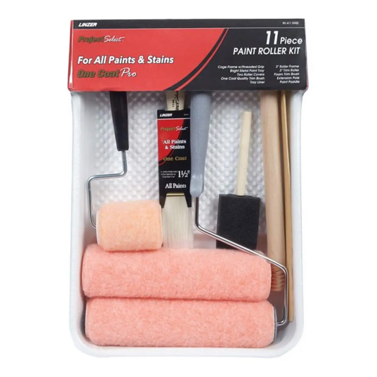 Linzer RS4110900 Threaded End Paint Roller Kit, 11-Piece Multi-Size Painting Tools for Interior Home Improvement Projects