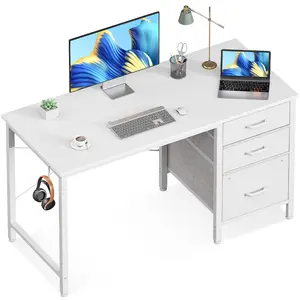 AODK Small Computer Desk with Fabric Drawers and Hook for Home Office Writing Study or Vanity in Small Space