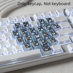 Butterfly heart-shaped keycaps, 21-key set, heart-shaped replacement keycaps, butterfly pattern, backlit butterfly design, side-engraved backlit characters, Keyboard Keycap