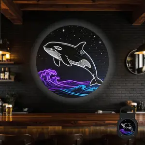2D Flat, 1 pc, Neon Orca & Starry Wave Pattern, Portable LED Pattern Projector, Starry sky projector, Starlight Projector, USB Interface, 360° Rotation, Suitable for Coastal Decor, Night Ambiance, A Gift for Whale Watchers & Ocean Lovers