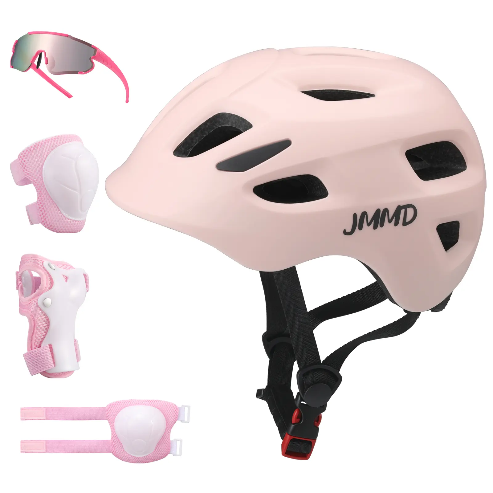（Bicycles are not included）JMMD 3-5 Years Old Kids' Cycling Safety Gear Set - Helmet, Knee Pads, Elbow Pads, Wrist Guards, Goggles - Parents' Choice for Outdoor Play, Comprehensive Protection, Easy to Use