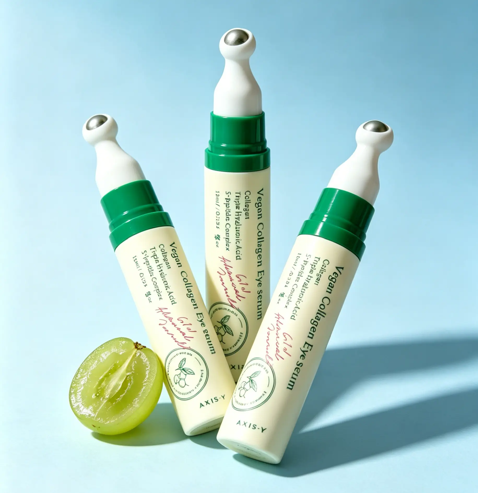 AXIS-Y Vegan Collagen Eye Gel Serum 3-Pack with Peptides & Hyaluronic Acid - Gentle Daily Korean Skincare for Deep Hydration, Elasticity Care, Brightening & Dark Circles Treatment, Under Eyes, Reduces Darkness, All Skin Types, Bottle, Liquid, Plump, 10Ml,