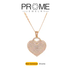 (CN008) 'Locked Love Heart' Cubic Zircon Pendant Necklace Elegant Trendy Design for Women Ideal Gift for Birthdays, Anniversaries, and Holidays,Everyday Wear