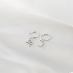 Moon & Star Huggie Earrings (Pair)