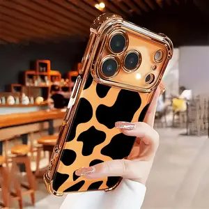 Cowhide Spots Pattern Case for iPhone 17 Air 16 15 14 Pro Max 13 12 11 X XS Plus Rugged Durable shockproof Anti-Scratch soft Silicone case Four-corner Thickened