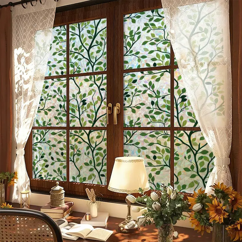 Plaid Glam PVC Retro Smooth Rainbow Moon Static Cling Window Film - Durable Decorative Stained Glass Sticker, Easy to Apply, Electrostatic Adsorption, Removable, No-Spray, No-Tools, Reusable, No Permanent Alterations for Home Bathroom, Living Room