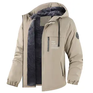 Jaket Berbulu Pria dengan Tudung dan Lapisan Fleece Multi Warna | Cetakan "Find Your Own Way", Sangat Hangat | Sehari-hari & Aktivitas Luar Ruangan