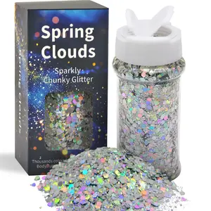 Chunky Glitter for Women Face Nail Hair Eye Lip Holographic Craft Glitter for DIY Resin Art Crafts Party Festival Cosmetic Makeup Radiant Luminous Shimmer Glam