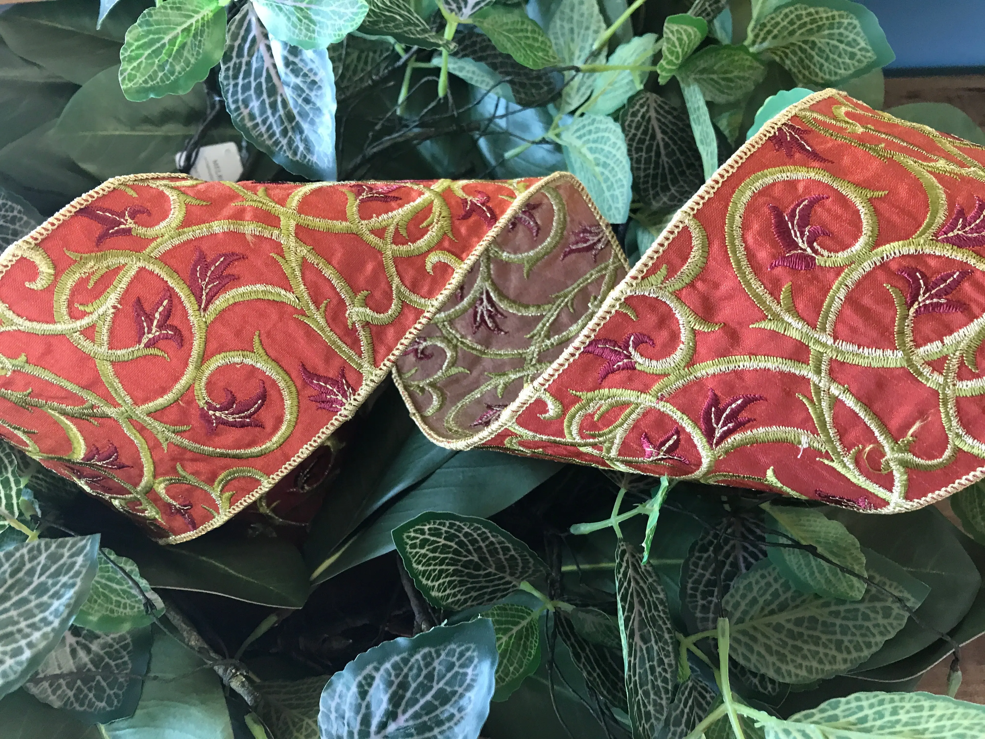 4"x5yds Velvet Vine Embroidery Ribbon