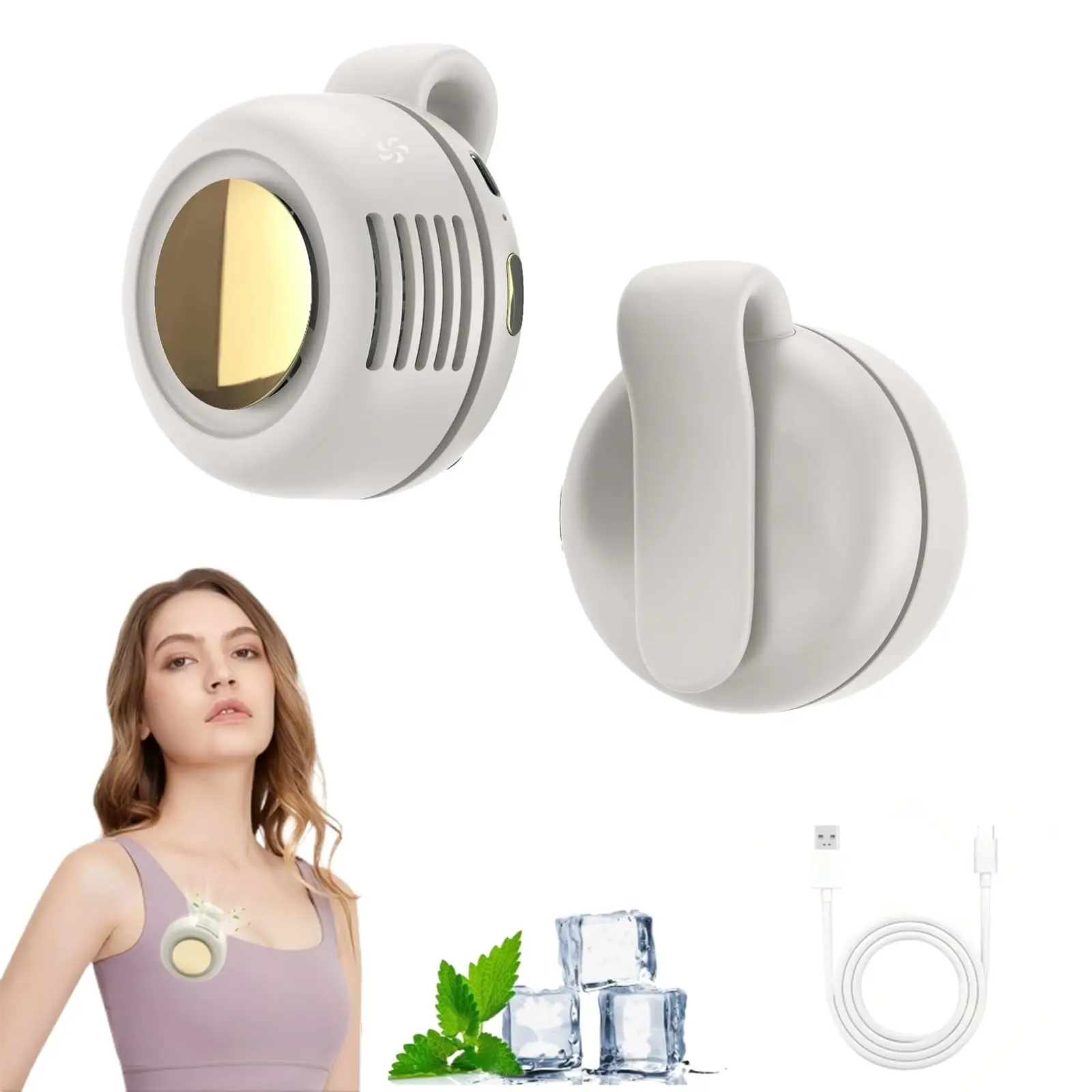 Portable Silent Mini Leafless Electric Fan, Adjustable Three-Speed Waist Hanging Fan, Phone Cooling Fan, Personal Use, Rotating Body, Outdoor Travel
