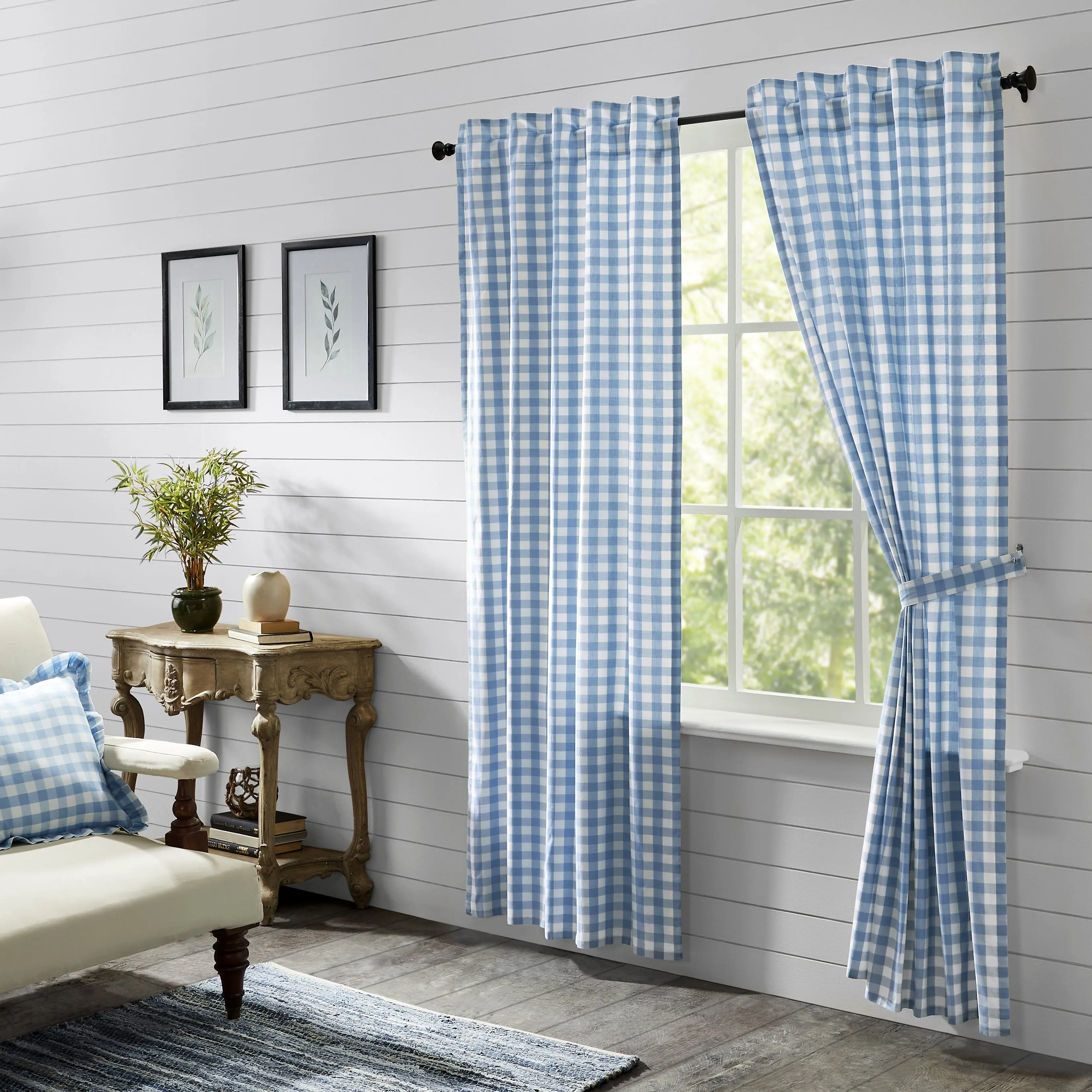 Dusk Buffalo Blue Check Panel Curtains