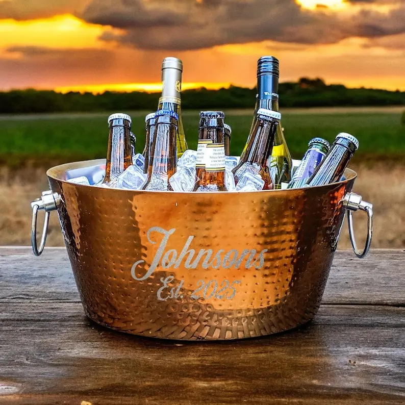 Personalized Wedding Gifts for the Couple - Champagne Bucket and Flute Gift Set for Wedding, Bridal Shower, Anniversary Gift - Housewarming
