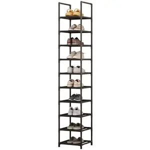 Garvee 10-Tier Shoe Rack with Durable Metal Frame and Removable Fabric Shelves, Tall Space-Saving Corner Organizer Perfect for Closets, Entrances, and Living Rooms